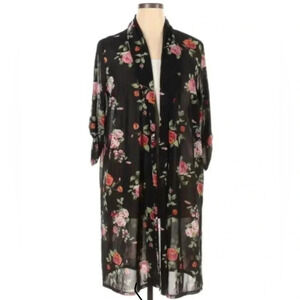 Siren Lily floral long beach plus size coverup cardigan size 2X